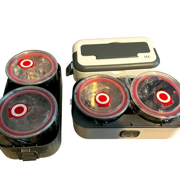 Two Tier Electric Lunchbox with 4 Stainless Steel bowls - Picture 2 of 7